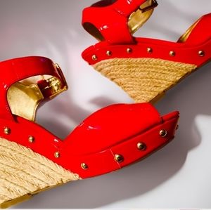 Guess brand red plather wedges